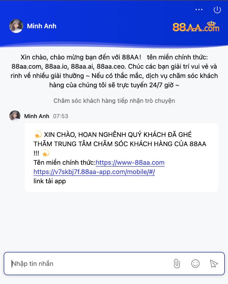 Các kênh liên hệ chính thức của AA88